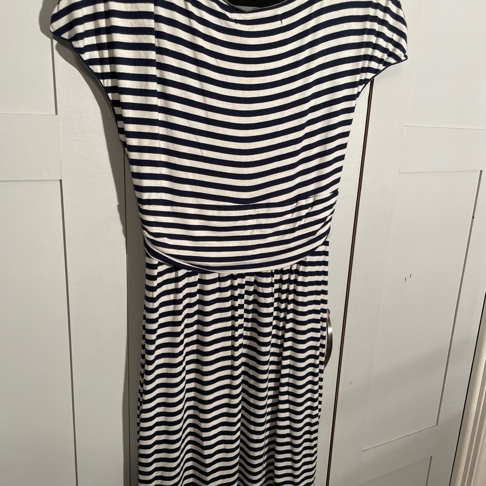 Studio M Navy and White Striped Midi Dress - Picture 8 of 12